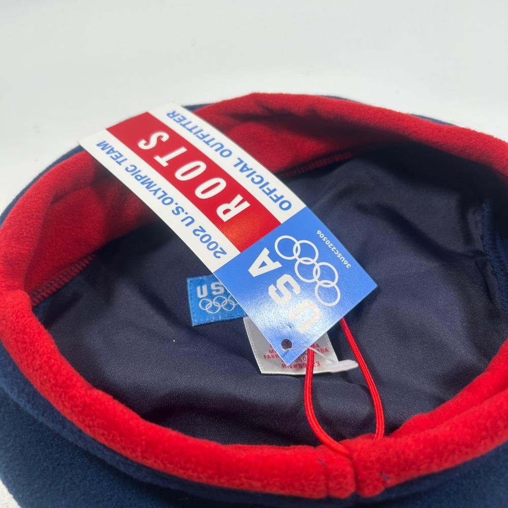 2002 US Olympic Hat Roots Team Beret Navy Blue Fleece USA 2002 Salt Lake City - Picture 4 of 5